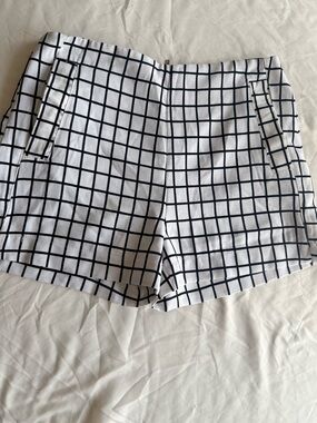Sophie Rue White Grid Print Shorts